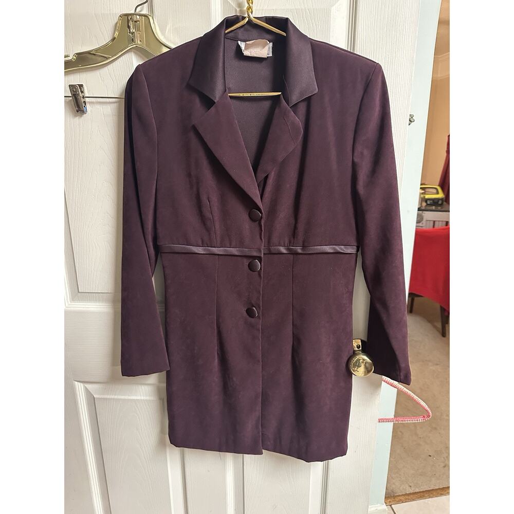 DBY Women's Dark Purple 3-Button Long Sleeve Blazer Jacket 5/6 Small 90s Y2K
